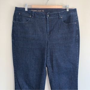 Talbots Women Size 16W Jeans Straight Stretch W-Heritage Dark Wash Blue